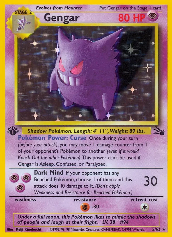 Fossil 英語版 Gengar 5 カード表面