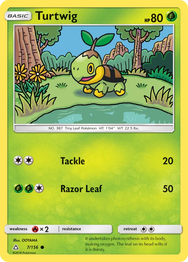 Sun & Moon—Ultra Prism 영어판 Turtwig 7 카드 앞면