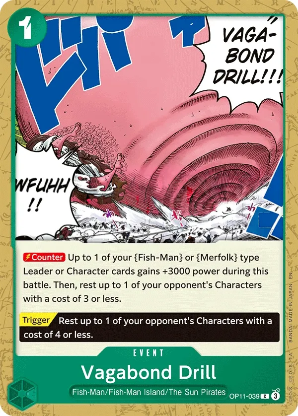 Front of Vagabond Drill OP11-039, A Fist of Divine Speed English