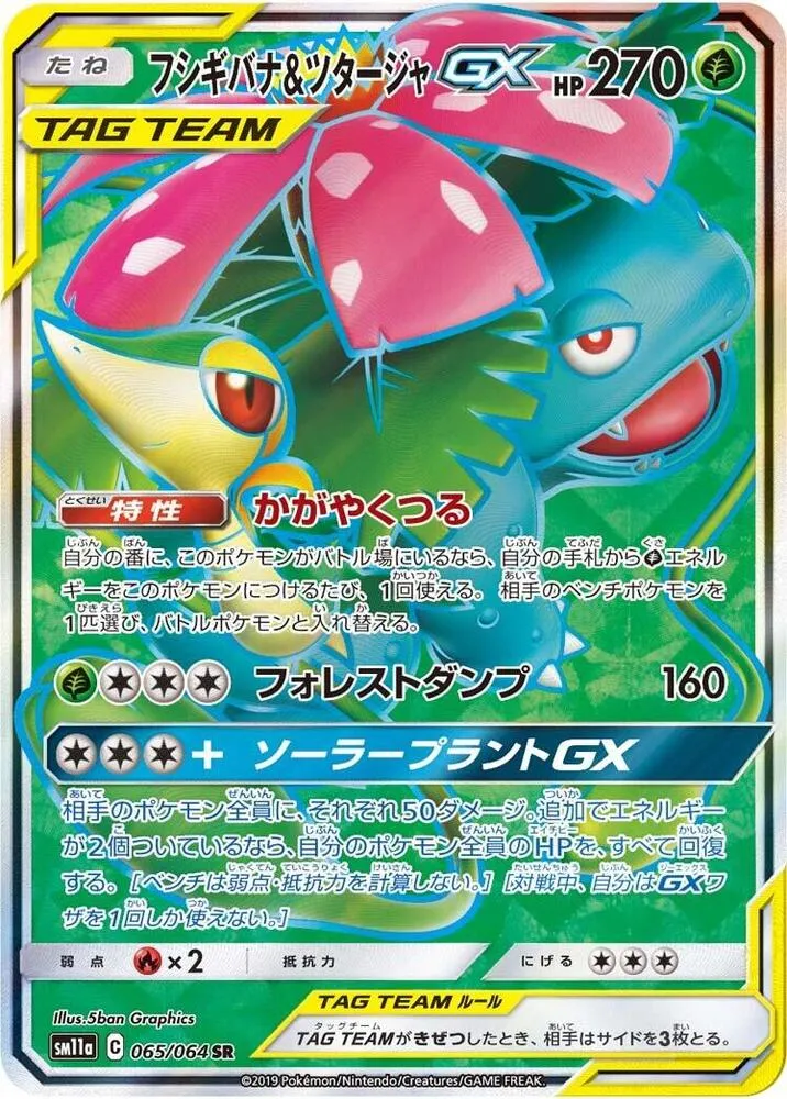 リミックスバウト 일본판 フシギバナ&ツタージャGX 65 카드 앞면