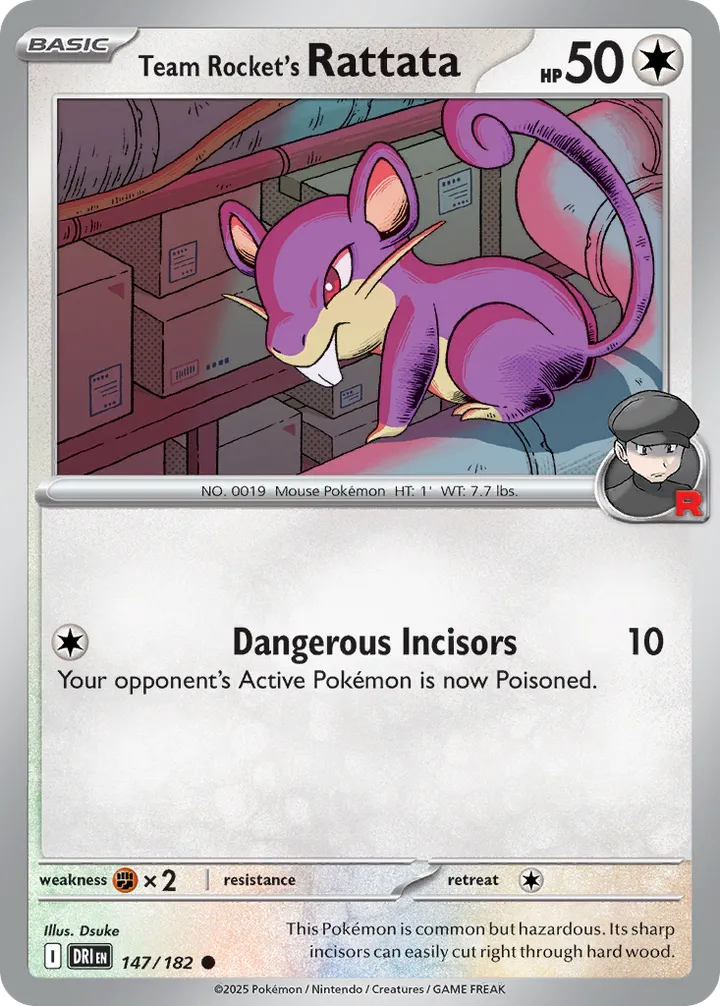 Scarlet & Violet—Destined Rivals 英語版 Team Rocket's Rattata 147 カード表面