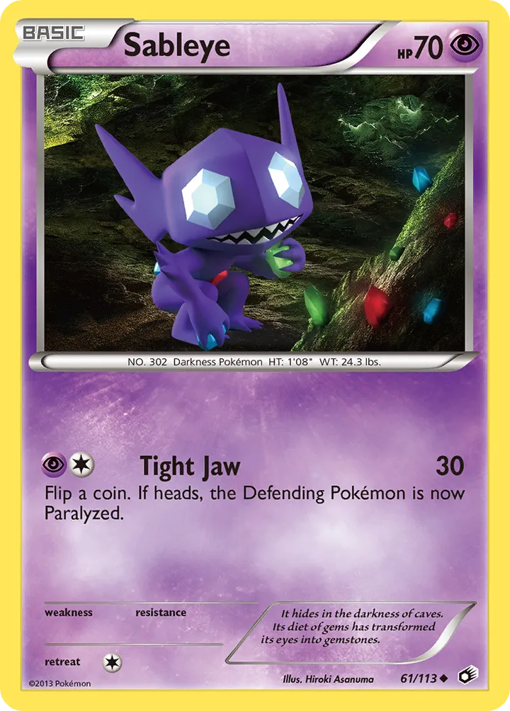 Black & White—Legendary Treasures 영어판 Sableye 61 카드 앞면