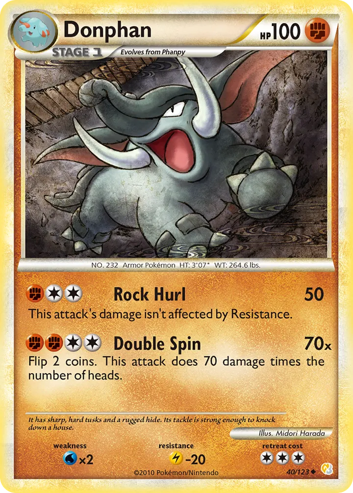 HeartGold & SoulSilver 英語版 Donphan 40 カード表面
