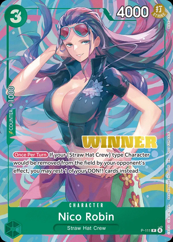 Promotion Cards 英語版 Nico Robin P-111 · パラレル カード表面