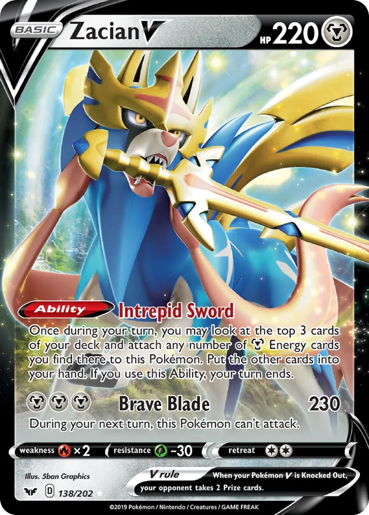 Sword & Shield 영어판 Zacian V 138 카드 앞면