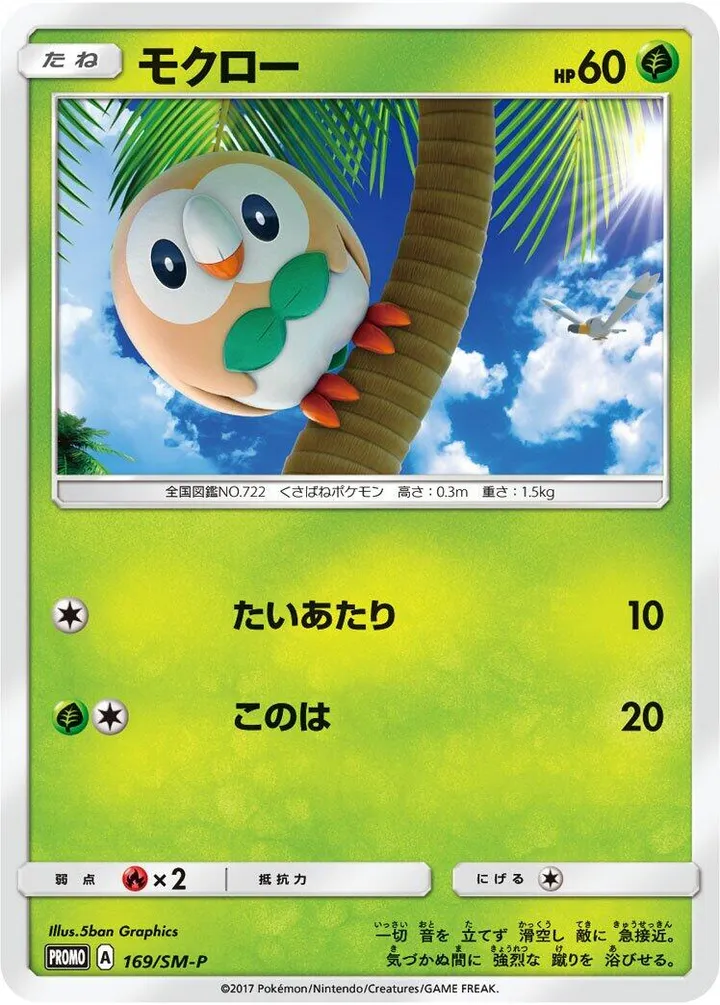 Front of Rowlet 169, SM-Pプロモーションカード Japanese