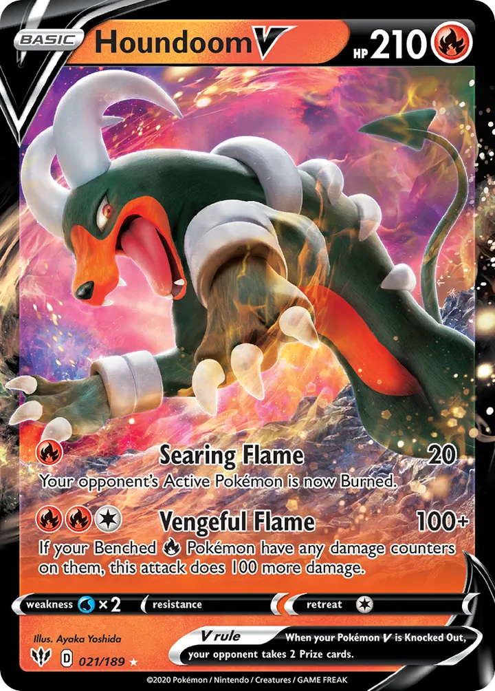 Sword & Shield—Darkness Ablaze 영어판 Houndoom V 21 카드 앞면