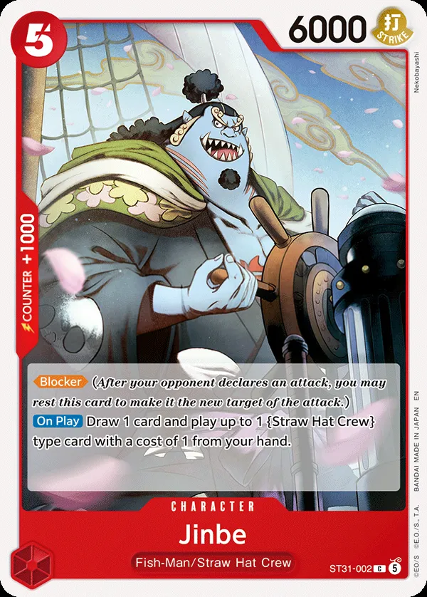 RED Monkey.D.Luffy 영어판 Jinbe ST31-002 카드 앞면
