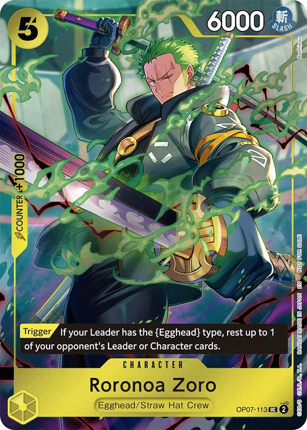 500 Years in the Future 英語版 Roronoa Zoro OP07-113 · パラレル カード表面