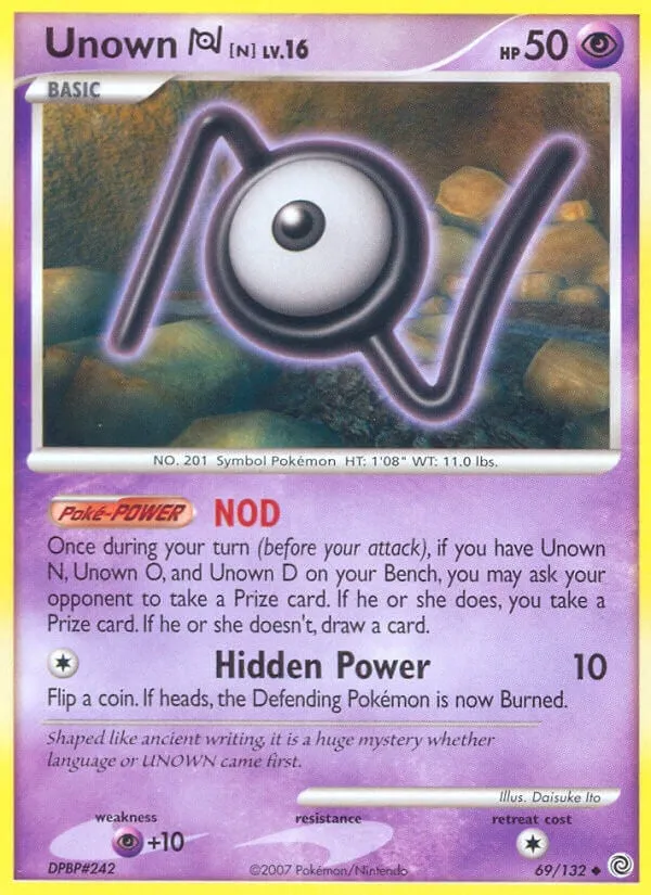Diamond & Pearl—Secret Wonders 영어판 Unown [N] Lv.16 69 카드 앞면