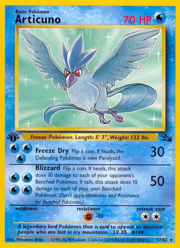 Fossil 영어판 Articuno 17 카드 앞면