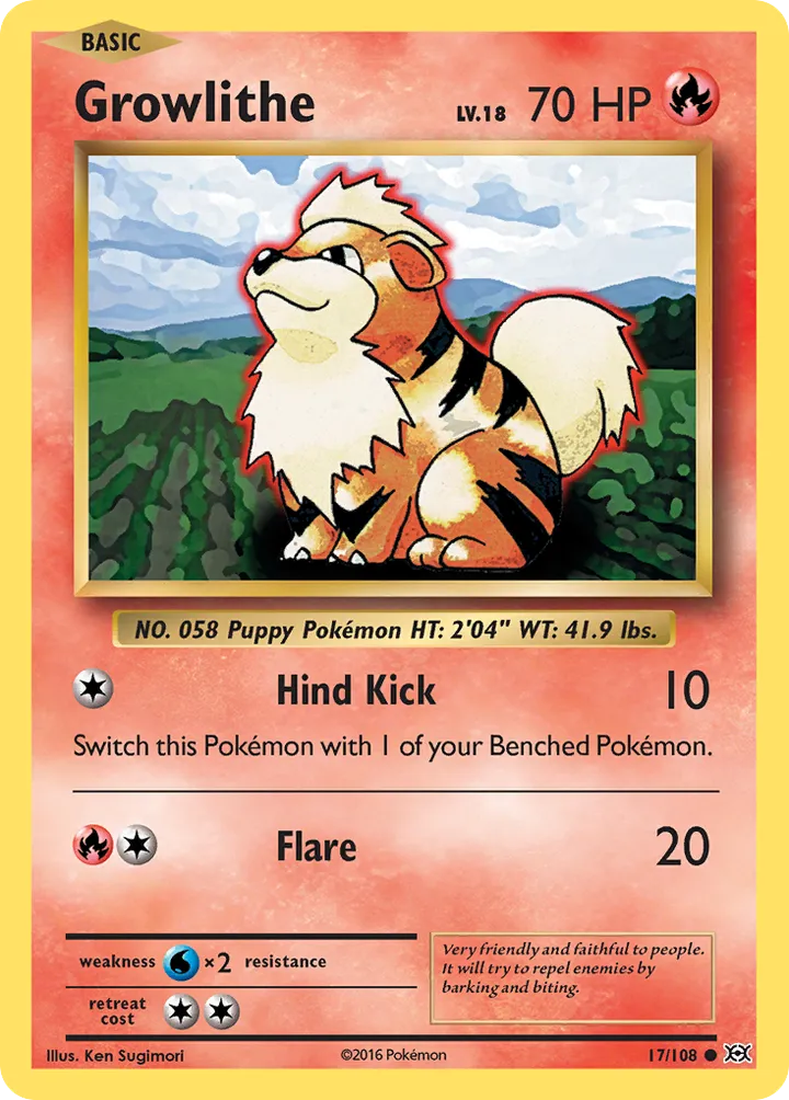XY—Evolutions 英語版 Growlithe 17 カード表面