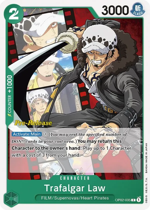 Paramount War 영어판 Trafalgar Law OP02-035 · 세트 출시 행사 카드 앞면
