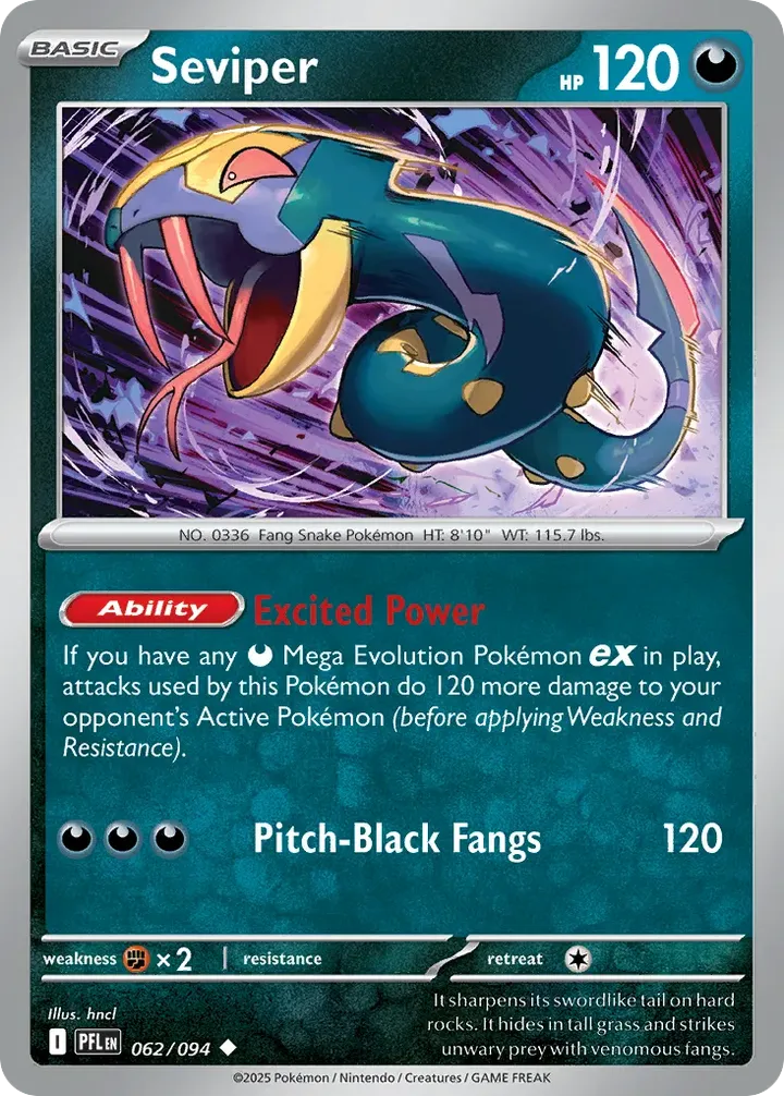 Mega Evolution—Phantasmal Flames 英語版 Seviper 62 カード表面