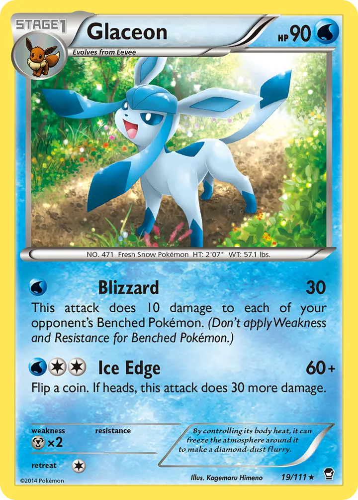 XY—Furious Fists 英語版 Glaceon 19 カード表面