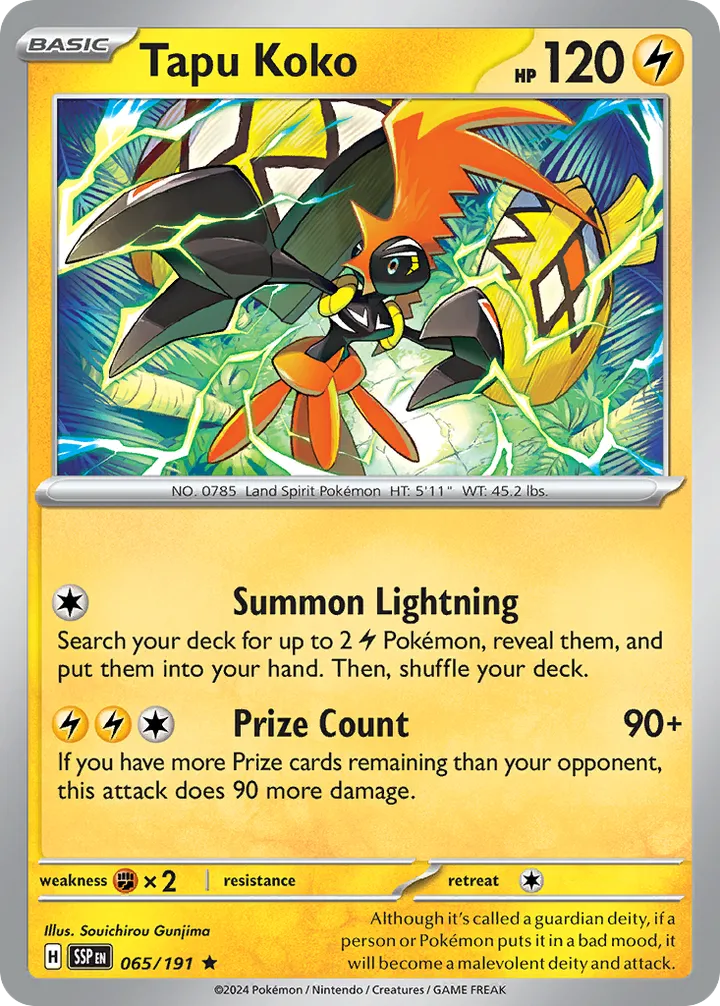 Scarlet & Violet—Surging Sparks 영어판 Tapu Koko 65 카드 앞면