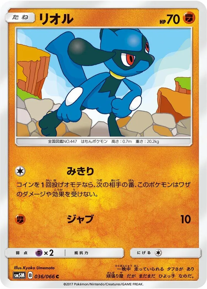 ウルトラムーン 일본판 リオル 36 카드 앞면