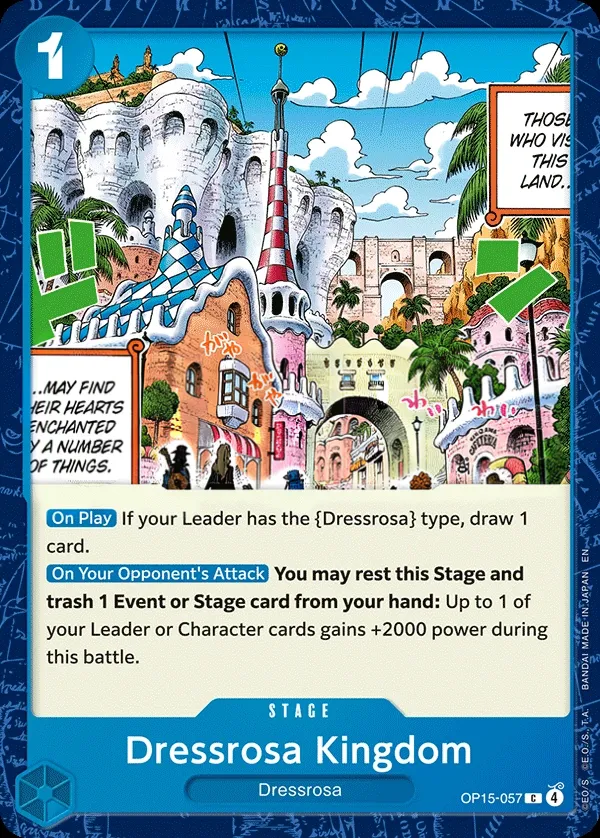 Adventure on Kami's Island 영어판 Dressrosa Kingdom OP15-057 카드 앞면