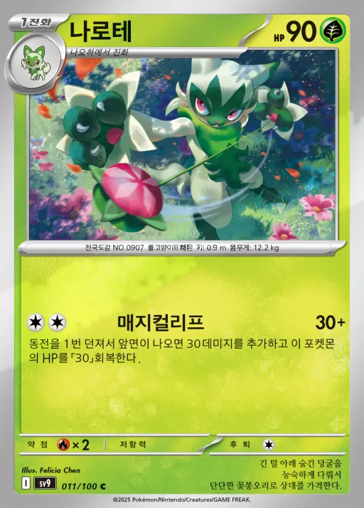 배틀파트너즈 韓国語版 나로테 11 カード表面