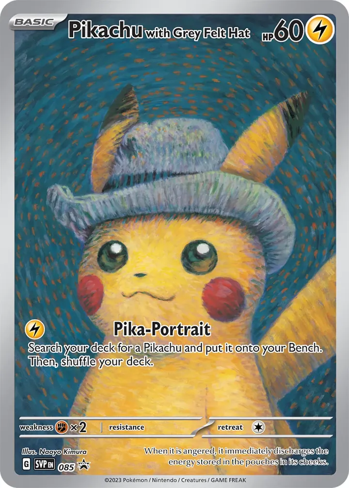 Front of Pikachu with Grey Felt Hat 85, SVP Black Star Promos English