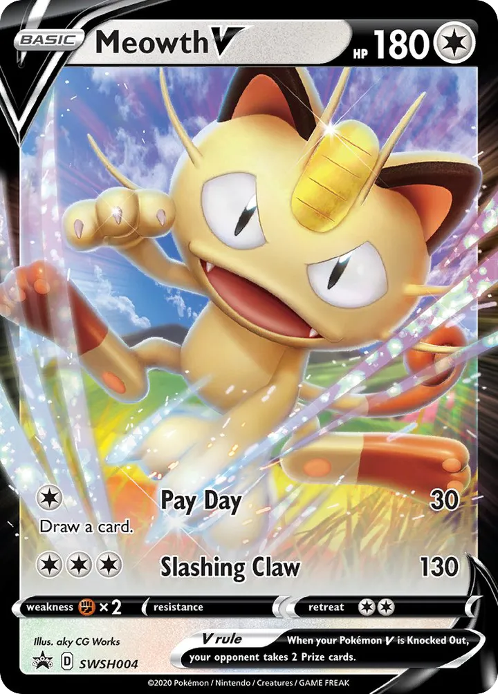 SWSH Black Star Promos 英語版 Meowth V SWSH004 カード表面