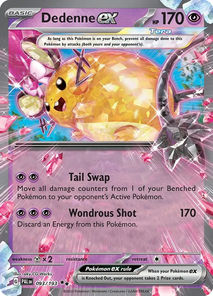 Scarlet & Violet—Paldea Evolved 영어판 Dedenne ex 93 카드 앞면