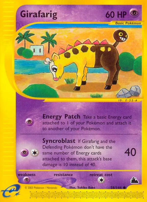Skyridge 영어판 Girafarig 58 카드 앞면