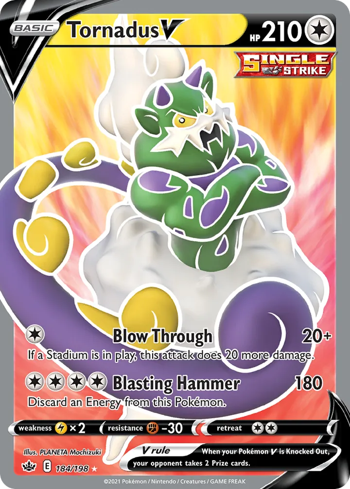 Sword & Shield—Chilling Reign 영어판 Tornadus V 184 카드 앞면
