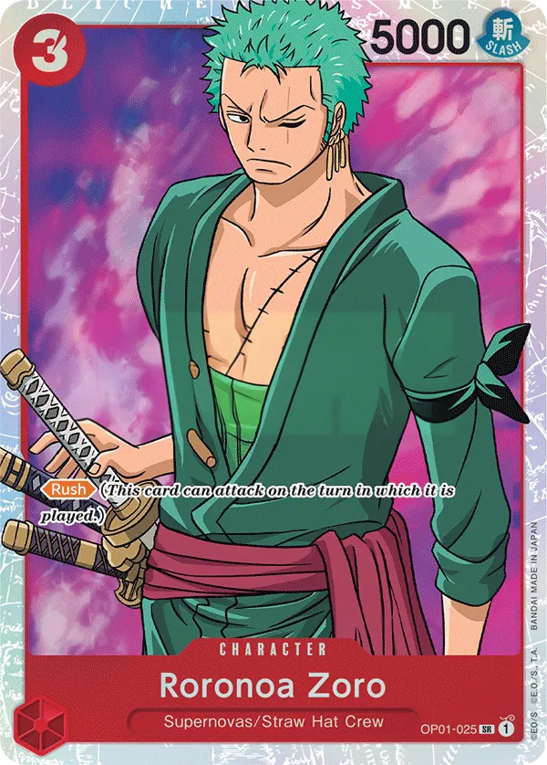 Romance Dawn 영어판 Roronoa Zoro OP01-025 카드 앞면