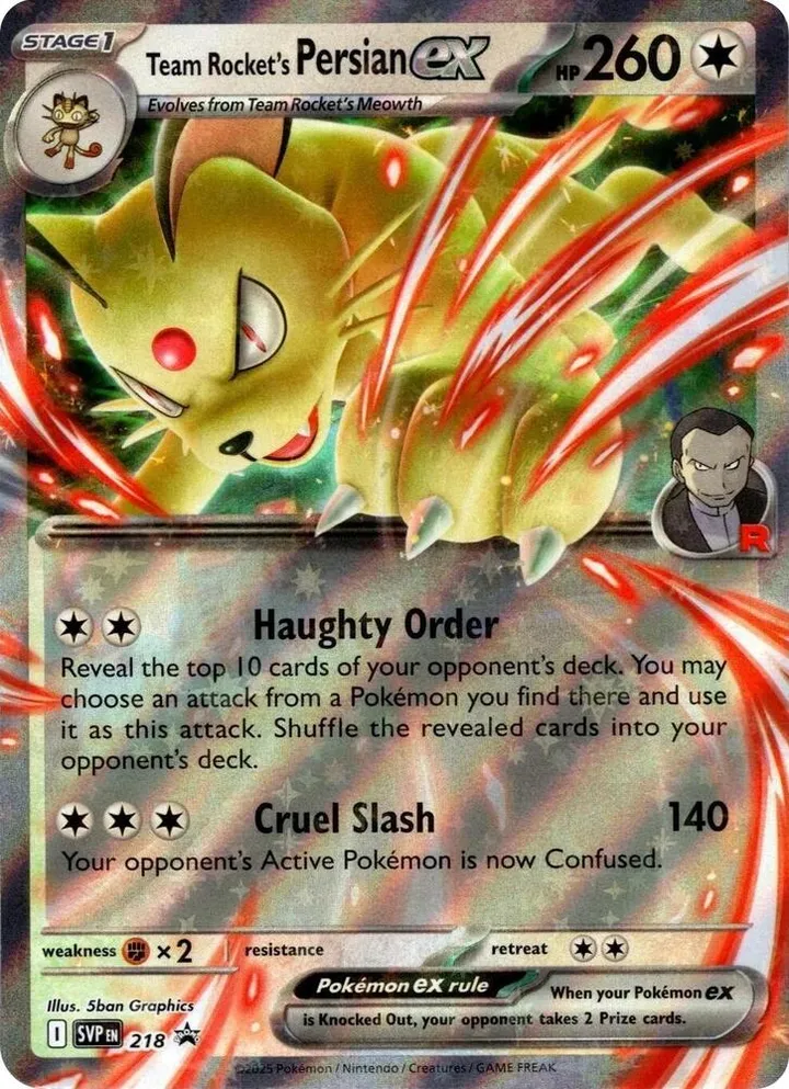 SVP Black Star Promos 영어판 Team Rocket's Persian ex 218 카드 앞면