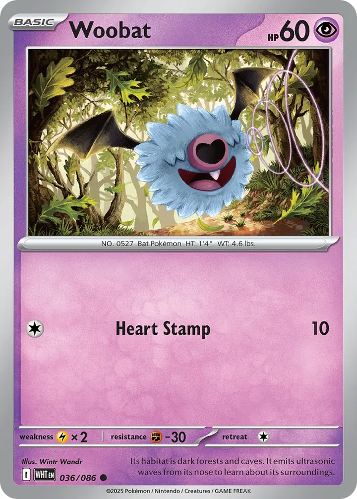 Front of Woobat 36, Scarlet & Violet—White Flare English