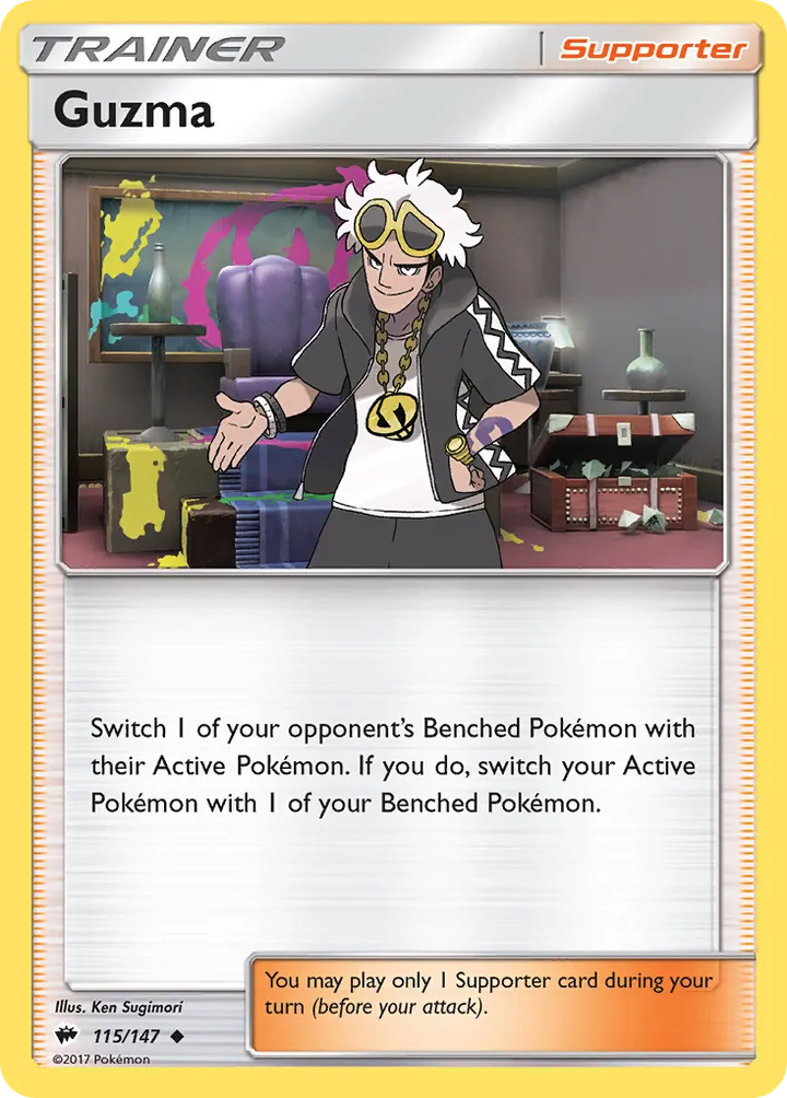 Sun & Moon—Burning Shadows 영어판 Guzma 115 카드 앞면