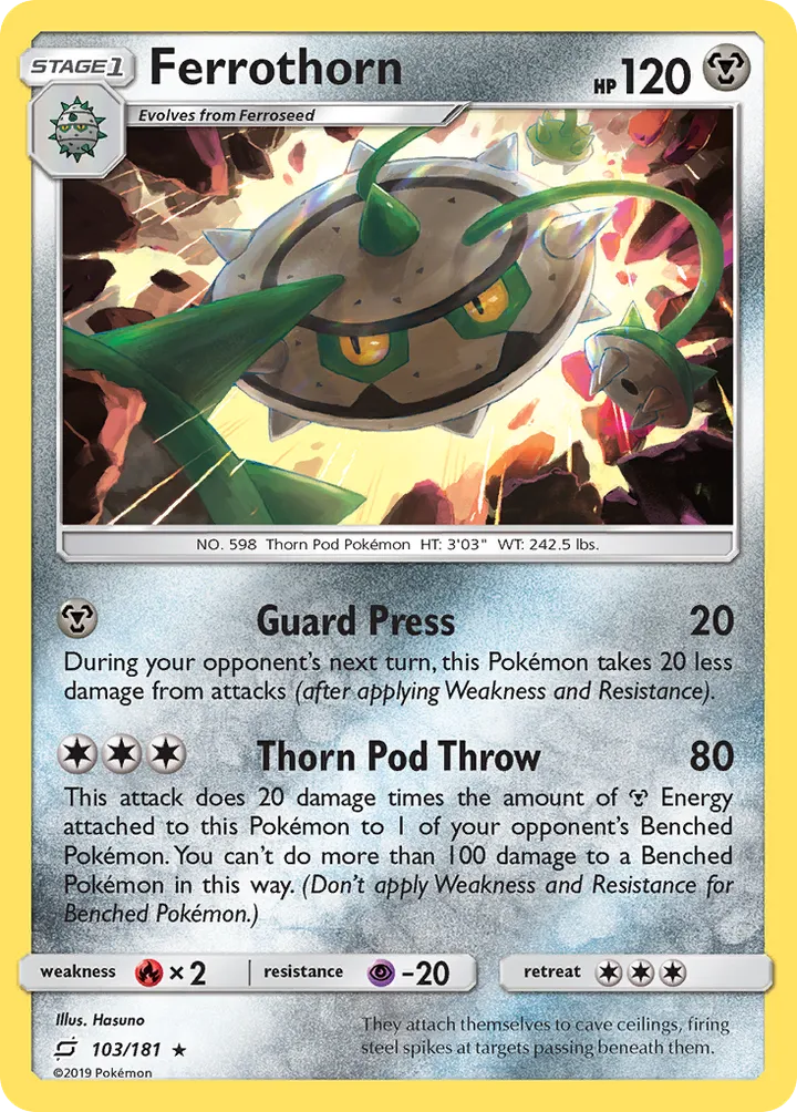 Front of Ferrothorn 103, Sun & Moon—Team Up English