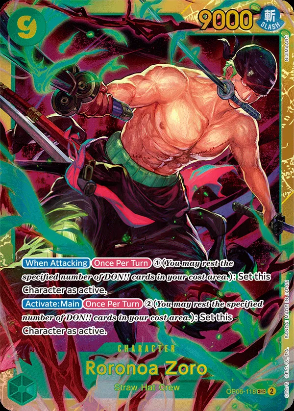 Wings of the Captain 영어판 Roronoa Zoro OP06-118 카드 앞면
