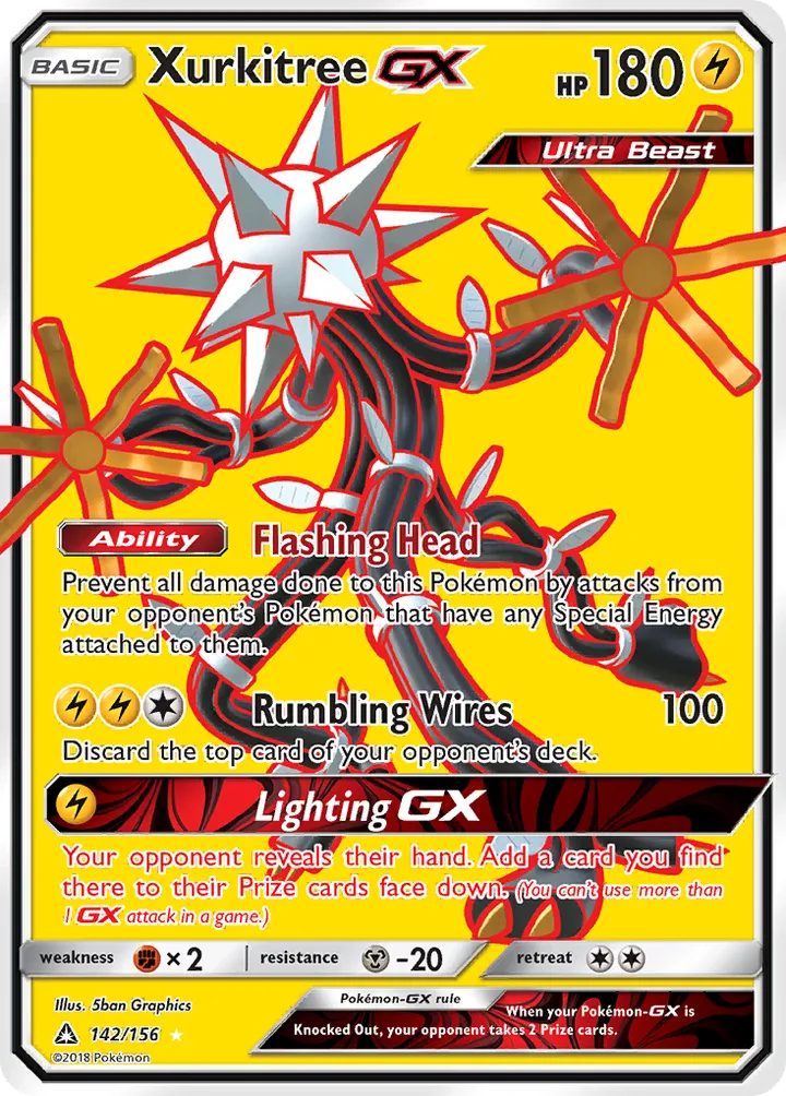 Sun & Moon—Ultra Prism 英語版 Xurkitree-GX 142 カード表面