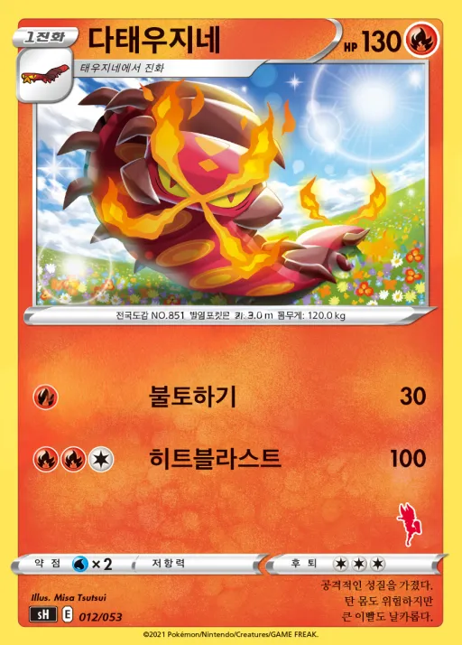 Front of 다태우지네 12, 소드&실드 「패밀리 포켓몬 카드 게임」 Korean