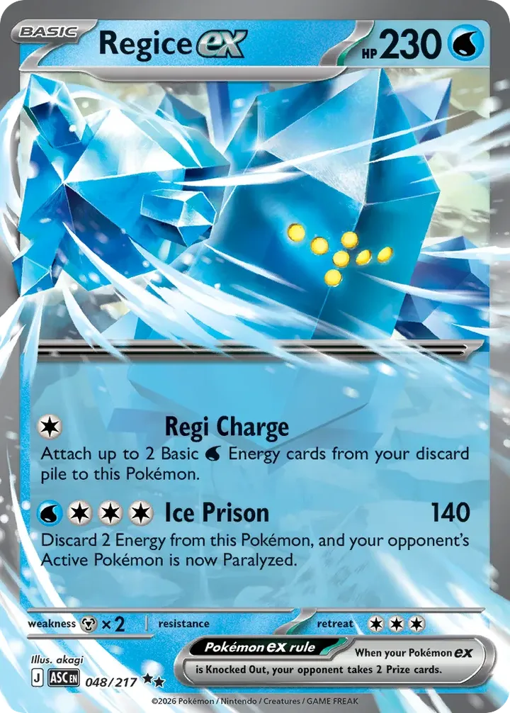 Mega Evolution—Ascended Heroes 영어판 Regice ex 48 카드 앞면