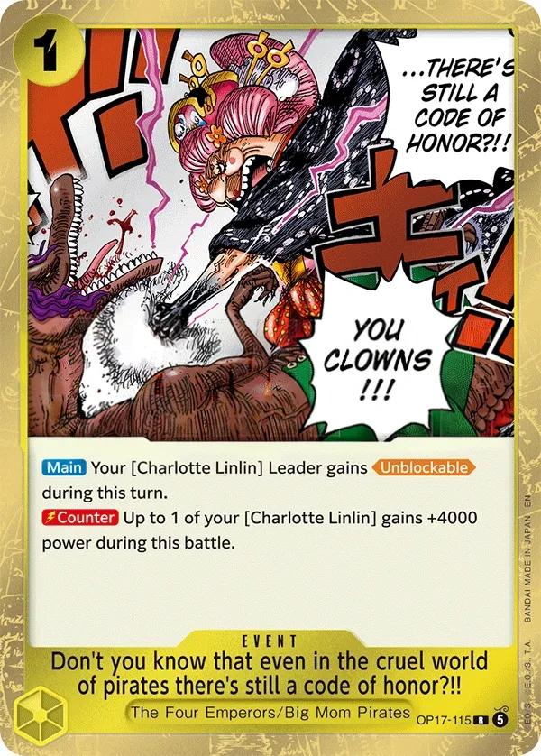 The World's Strongest Warriors 英語版 Don't you know that even in the cruel world of pirates there's still a code of honor?!! OP17-115 カード表面