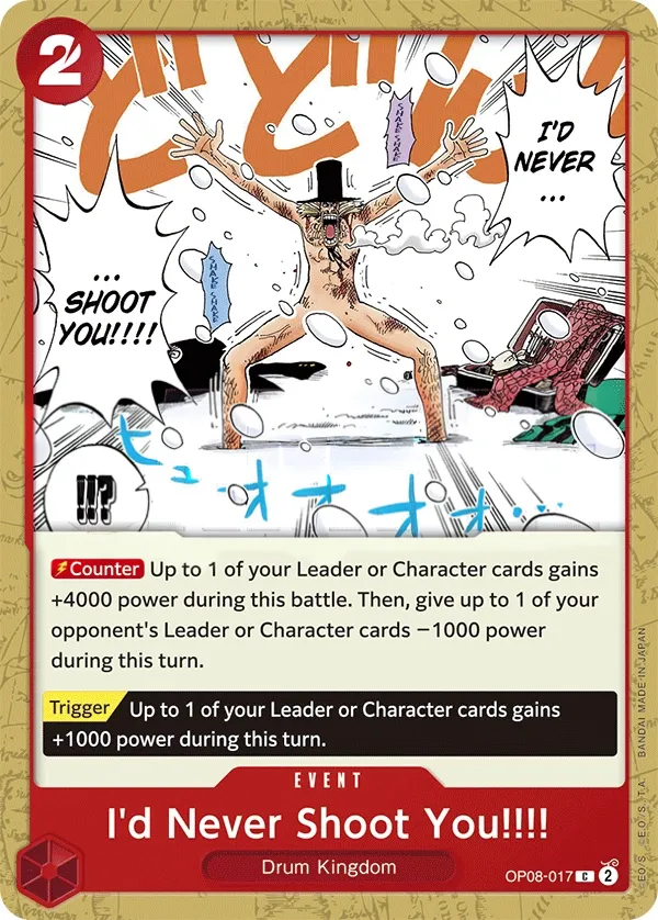 Two Legends 英語版 I'd Never Shoot You!!!! OP08-017 カード表面