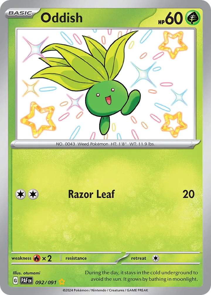 Scarlet & Violet—Paldean Fates 영어판 Oddish 92 카드 앞면