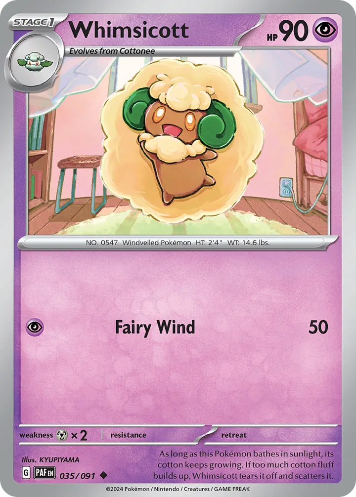 Scarlet & Violet—Paldean Fates 英語版 Whimsicott 35 カード表面