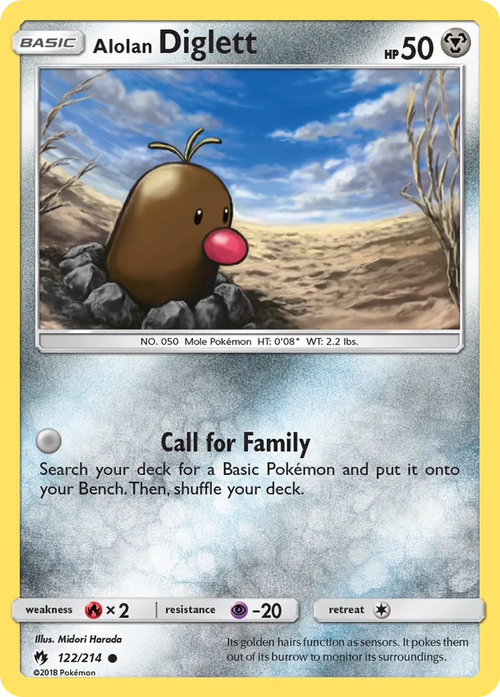Sun & Moon—Lost Thunder 영어판 Alolan Diglett 122 카드 앞면