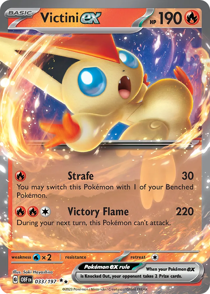 Scarlet & Violet—Obsidian Flames 영어판 Victini ex 33 카드 앞면