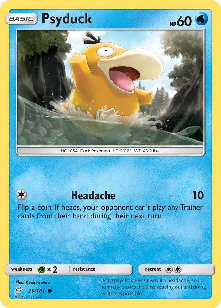 Sun & Moon—Team Up 英語版 Psyduck 26 カード表面