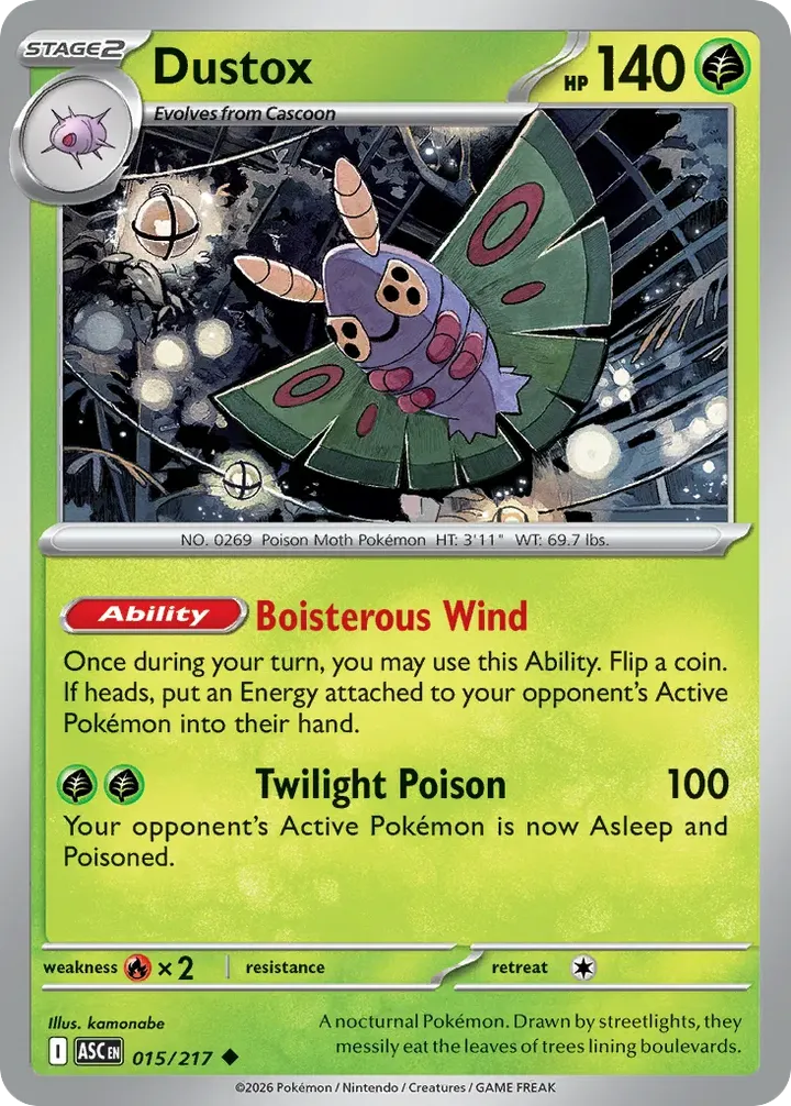 Mega Evolution—Ascended Heroes 영어판 Dustox 15 카드 앞면