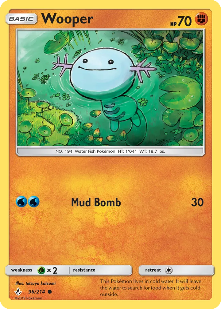 Sun & Moon—Unbroken Bonds 영어판 Wooper 96 카드 앞면