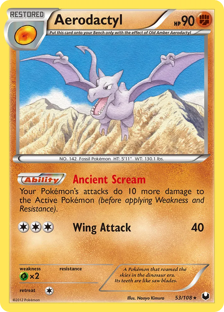Black & White—Dark Explorers 영어판 Aerodactyl 53 카드 앞면