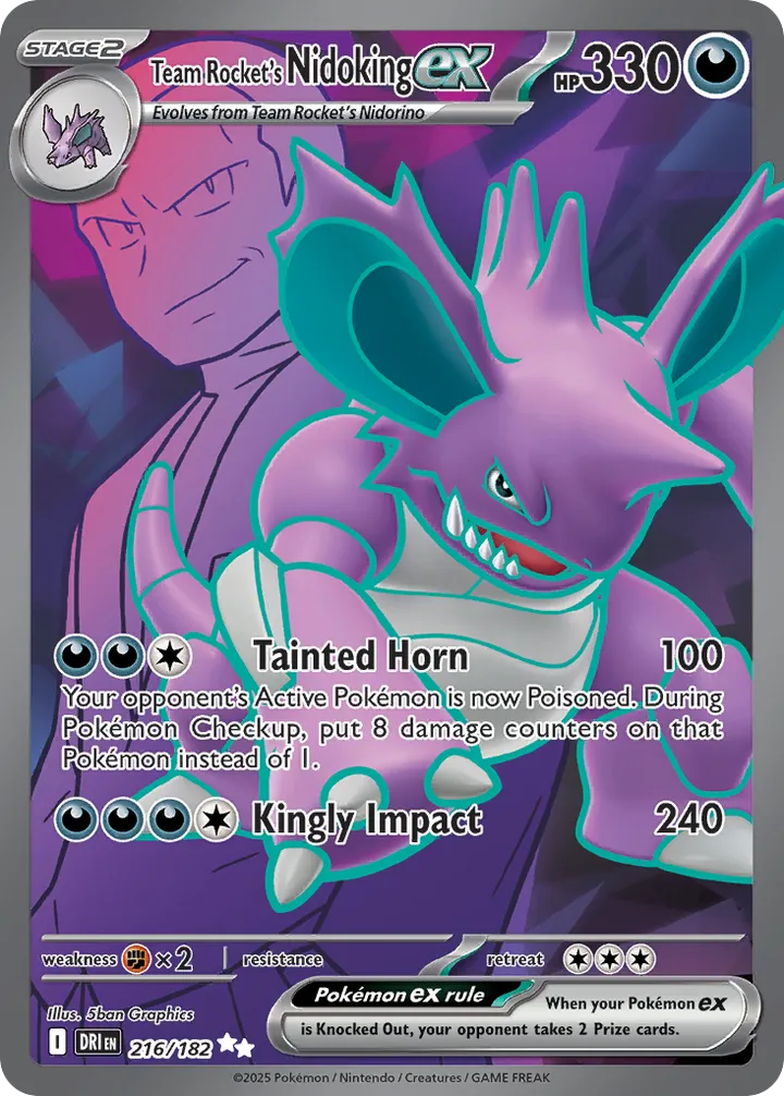 Scarlet & Violet—Destined Rivals 英語版 Team Rocket's Nidoking ex 216 カード表面