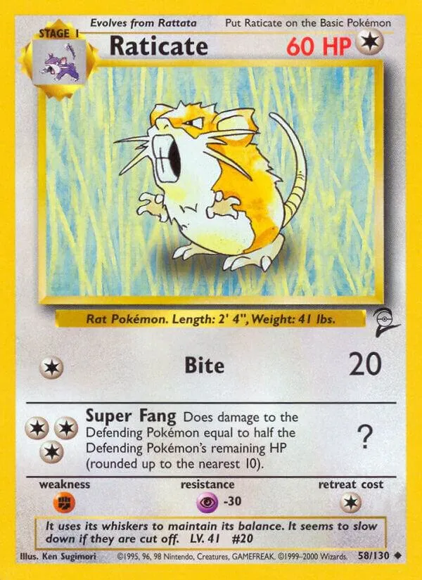 Base Set 2 영어판 Raticate 58 카드 앞면