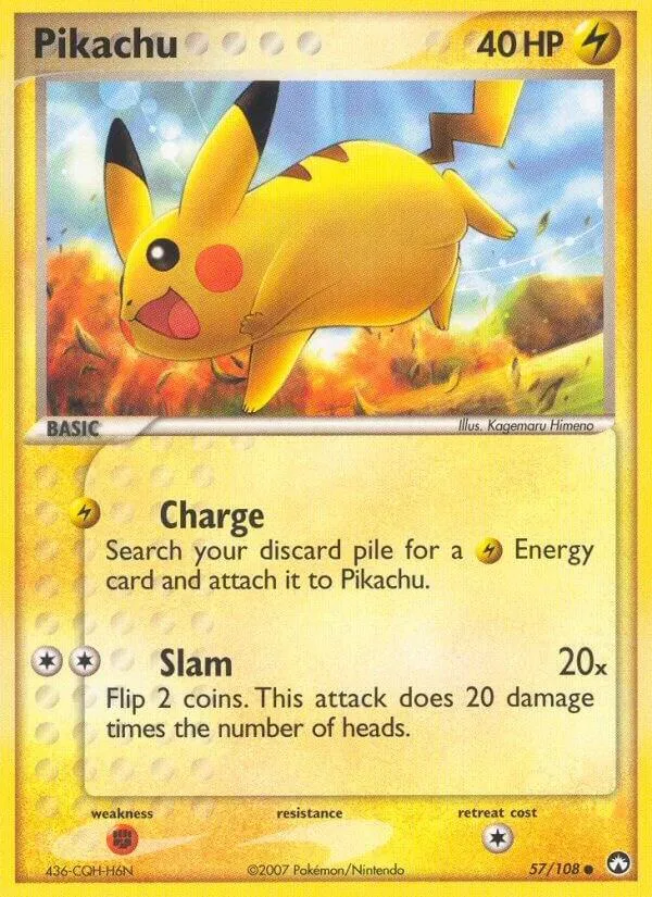 Front of Pikachu 57, EX Power Keepers English